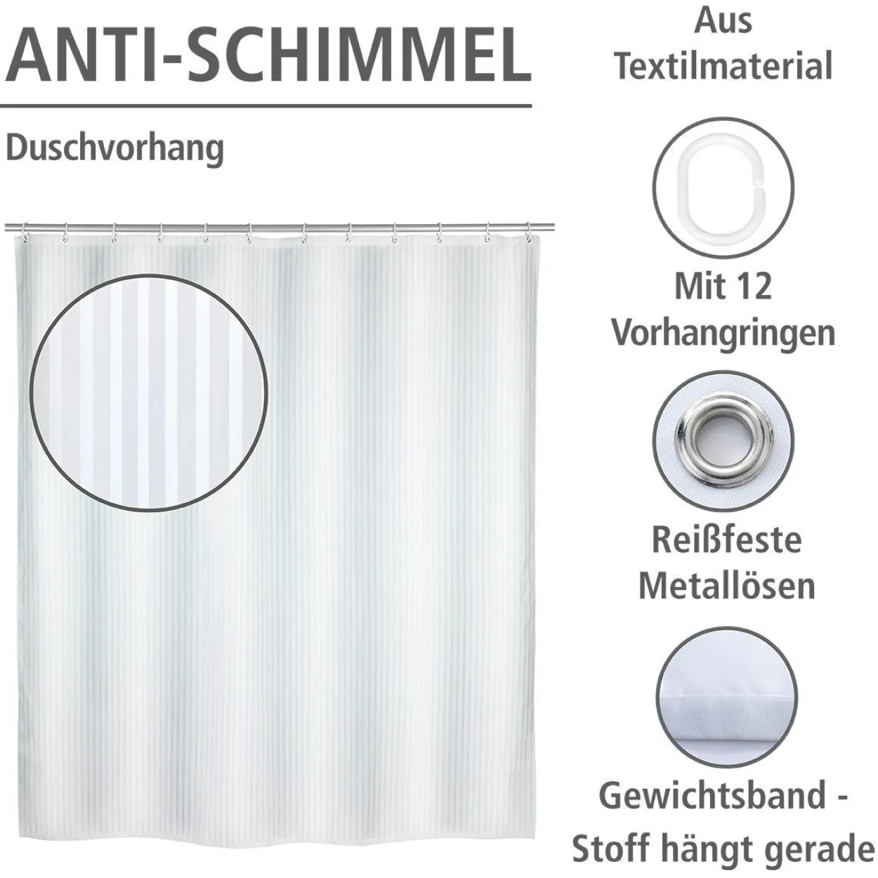 Antischimmel-Duschvorhang PILO