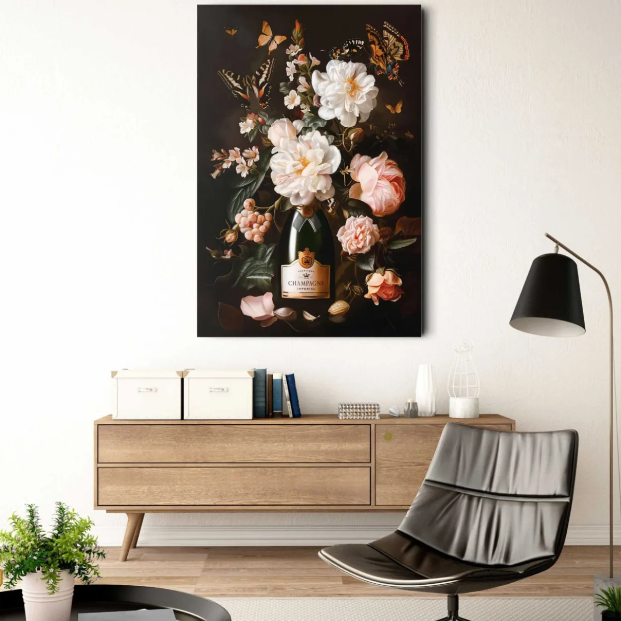 Glasbild CHAMPAGNE FLOWERS