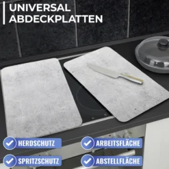 Herdabdeckplatte 2er Set BETON