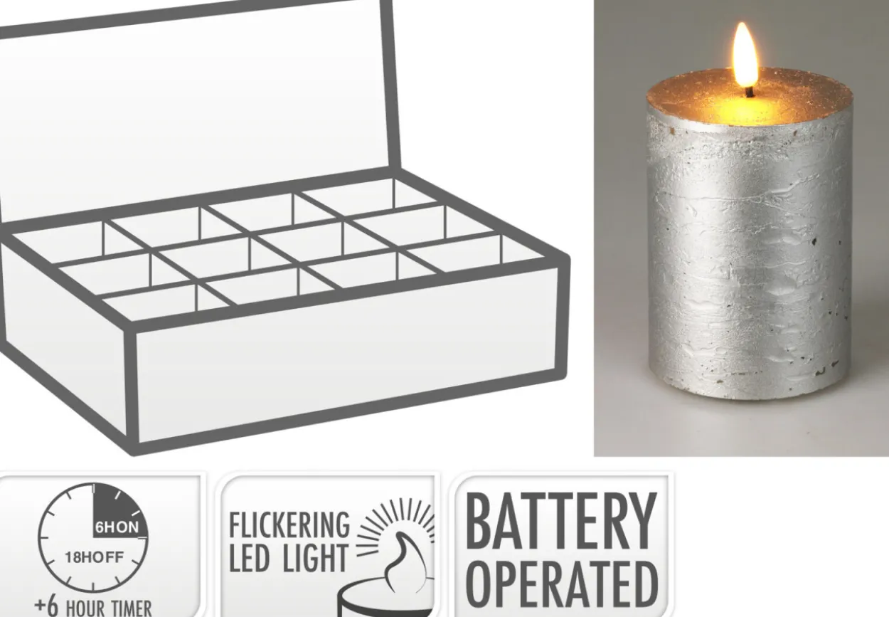 Kerze LED SILVER
