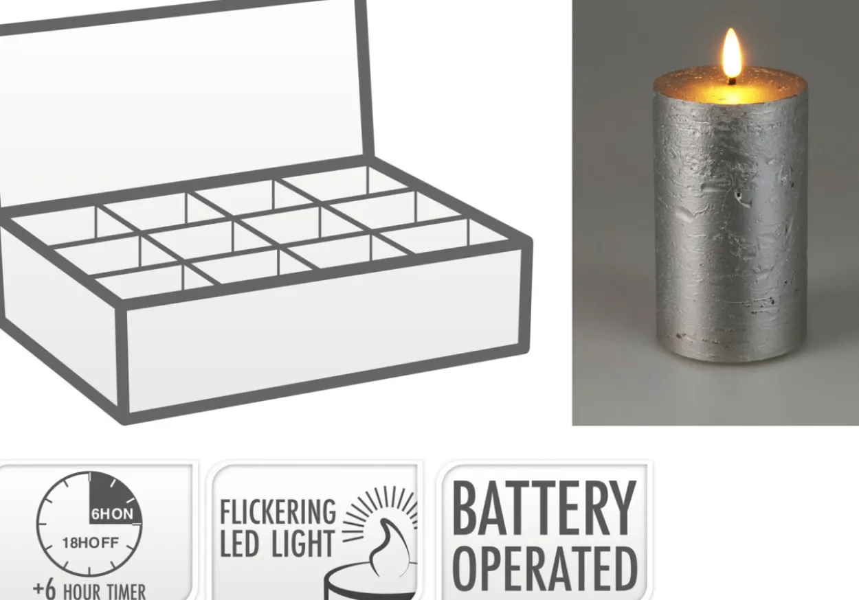 Kerze LED SILVER