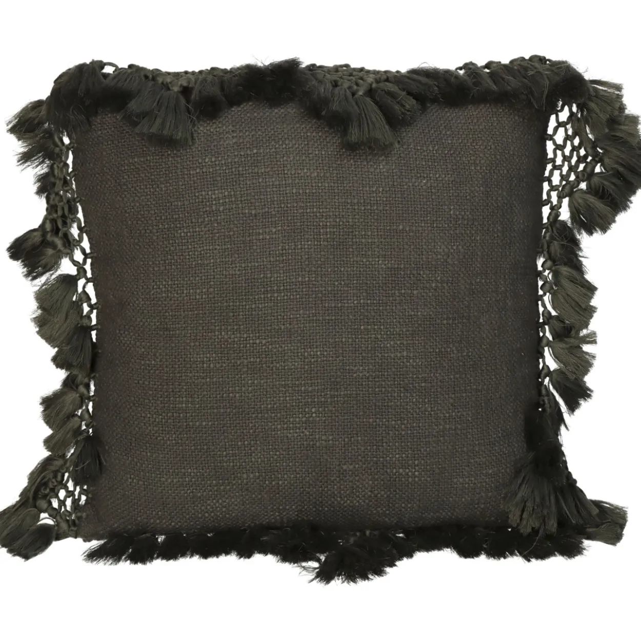 Kissen TASSELS dunkelgrau